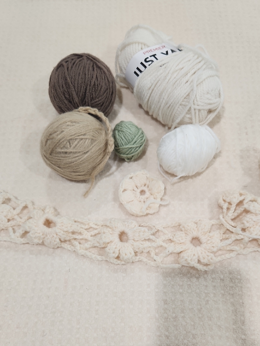 Premier Cream, White, Brown & Green Yarn Assortment